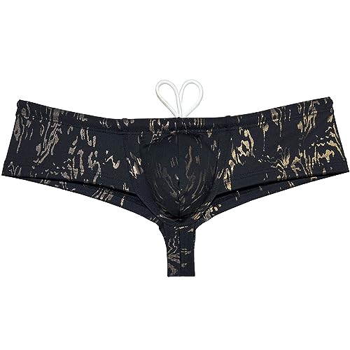 OROCOJUCO Men Cheeky Briefs High Cut Swimwear Board Surf Short Skimpy Trunks Pouch Boxers Shiny Swimsuit Drawstring2