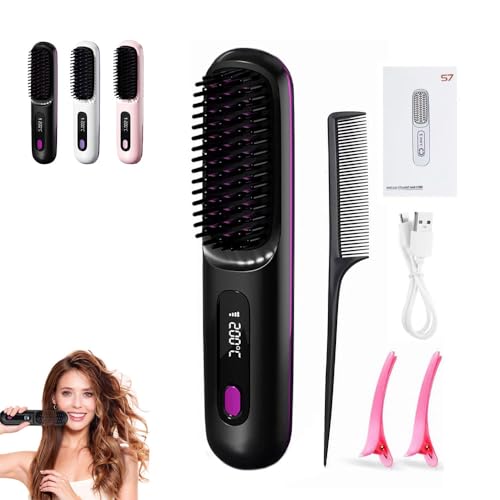 Styleva - La PREMIERE brosse coiffanteintelligente pour cheveux courts brosse chauffante, sèche-cheveux, 3 réglages de température, écran LED