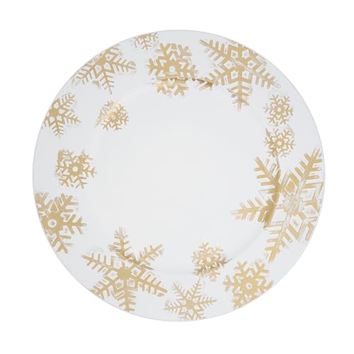 SARO LIFESTYLE Snowflake Design Charger Plates (Set of 4), 13", White