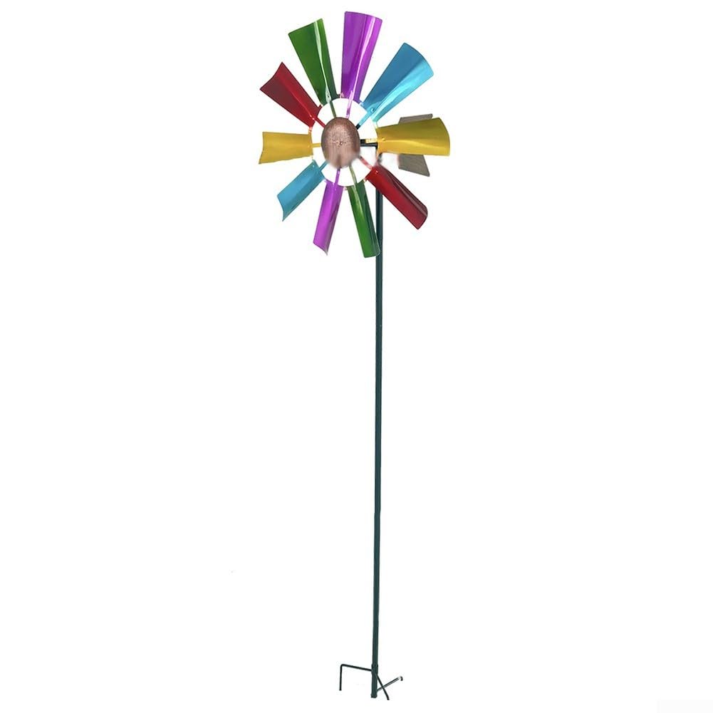 Whychstore Molino de viento de metal, molinillo de viento de jardín con rotación de para 360 grados para decoración de jardín al aire libre, como patio, jardín y patio, N3O9H21J6T5D9W4U75UF0HO0H50U4