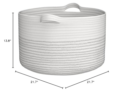 Little Hippo COTTON_ROPE_BASKET Baskets Xxxl Large Cotton Rope 22 Inchx22 Inchx14 Inch Storage Woven Blanket Living Room Toy Basket thumb #9