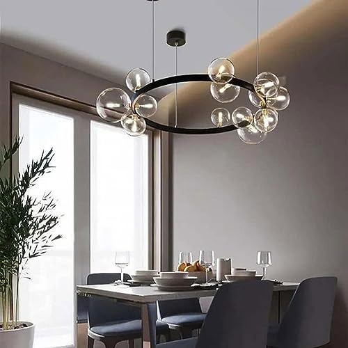 Lustre à bulles de verre suspension ajustable pour éclairer grand salon