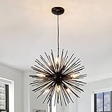 CM MZY Modern Black Sputnik Chandeliers, 9-Light Satellite Pendant Light fixtures, Starburst Firework Ceiling Lights for Bedroom Living Room Dining Room Kitchen Island Hallway, E12 Socket(Dia:19.7'')