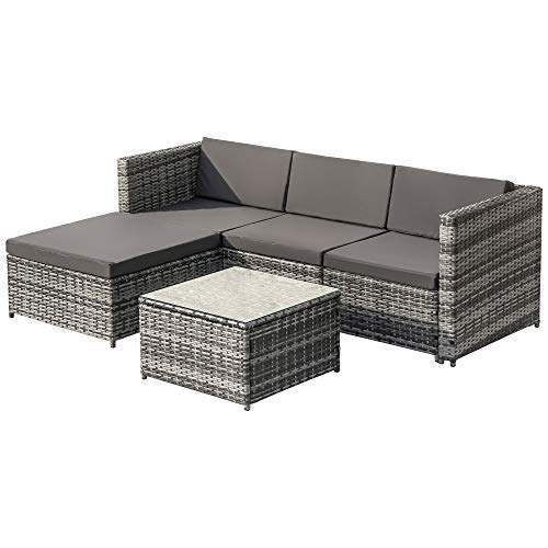 YOTH Gartenmöbel-Set aus Rattan, Gartenmöbel, Terrassenmöbel, Unterhaltungs-Set, Garten, Rattan-Möbel, Lounge-Set (grau) – Bild 4