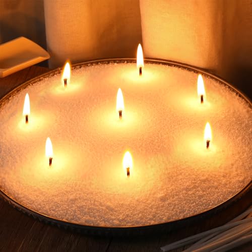 LAMORGIFT 2LB Candle Sand- White Candle Beads, Sand Wax, Pearled Candles with Wicks (10 Pcs) & Wooden Spoons, Candles Unscented for Powder Candle Making, Refill Kit by LAMORGIFT - Used condition - US$19.42