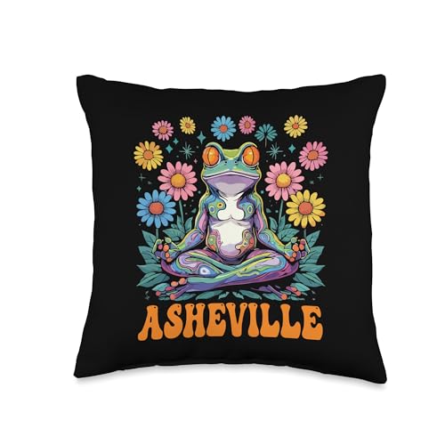 City of Asheville Whimsical Frog Throw Pillow
