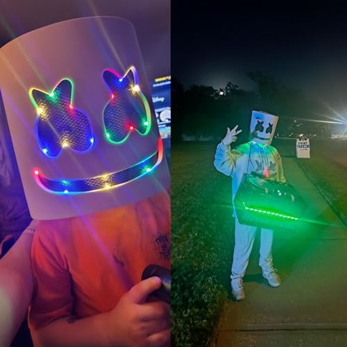 XIDIAK LED Light Up Flashing Mask Helmet for DJ Music Festival - Halloween Costume Props Full Head Cosplay with Flashing Style - Image 3