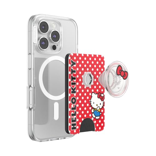Image of PopSockets Phone Wallet for MagSafe, Phone Card Holder with Grip, Hello Kitty - Classic Hello Kitty