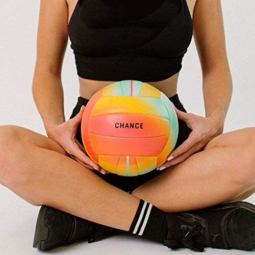 Chance Soft Cushioned Composite Leather Volleyball - Indoor/Outdoor/Pool/Beach Waterproof Recreational All Ages Training Ball - Poppy (Size 5, Multi Color) #TOP3