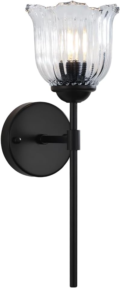 Bathroom Vanity Light, Black 3-Light Vanity Light Fixtures with Crystal Green Shades, Matte Vanity Lighting Fixture Modern Wall Sconces for Bedroom Dressing Room Living Room