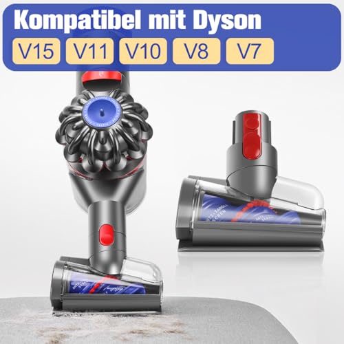 MOPEI Haardüse Mini Elektrobürste Kompatibel mit Dyson V15 V11 V10 V8 V7 zur Reinigung von Haustierbetten, Autositzen und Treppen