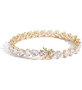 14K Gold Moissanite Tennis Bracelet for Women,Dainty Tear Drop Shape Moissanite Chain Charm Brace...