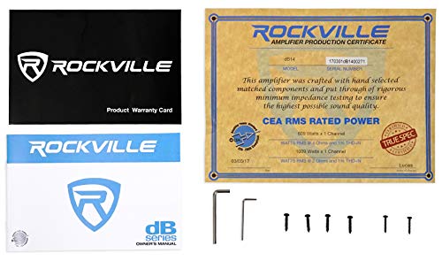 Rockville Db14 4000W Peak/1000W Rms Mono 2 Ohm Amplifier Car Audio Amp Bundle With Rockville Rwk4Cu 4 Awg Gauge 100% Copper Complete Amp Installation Wire Kit Ofc #TOP5