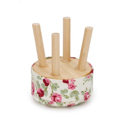 Dollhouse Stool Miniature Round Upholstered 1:12 Scale Wooden Stool Ornament Dollhouse Furnishing Accessories Mini Scene Furniture (White Floral)