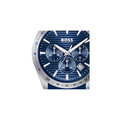 Image of BOSS Strike Qtz Fashion Chrono Dark Blue Round Dial Men's Watch|Blue Silicone Material|Blue Color Band - 1514239