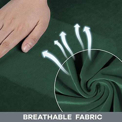 Weerrw Velvet Couch Cover For 3 Cushion Couch Covers - Stretch Sofa Slipcovers With Non Skid Foam And Elastic Bottom, Furniture Protector For Pets, Crafted From Soft Plush Fabric, Emerald Green, Large #TOP3