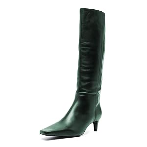 miss left Women Stretchy Knee High Boots Closed Square Toe Low Kitten Heel Fall Winter Wide Calf Boots