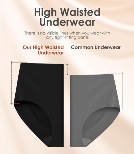 Image of Kalapa Seamless Womens Underwear High Waisted No Show Briefs Silky Stretch Breathable Full Coverage Ladies Panties Multi Pack