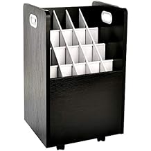 AdirOffice Adir Blue Print Storage Organizer - Mobile Roll File Cart, Construction Plan Holders, Blueprint Cabinet with Wheels, Roll Files Storage for Office and Home 20 Slots, Black