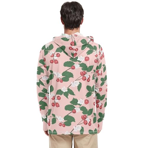 Wudan Cartoon Hawthorn Berry Fruit Blush Mens Sun Hoodies Shirts Long Sleeve Beach Hoodie Fishing Shirt UPF 50+ S3