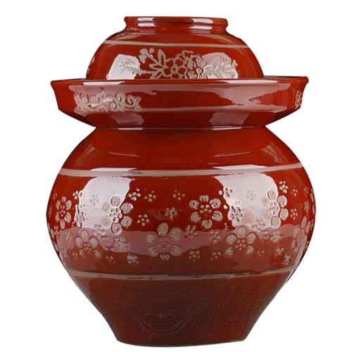 BDMRY Tarro de Fermentación de Olla de gres, Tarro para Pepinillos, Tarros con Tapa para Aceitunas, Tarro de Fermentación o Decapado,Jarrón de Barro,Tarro para fermentar c 8Kg