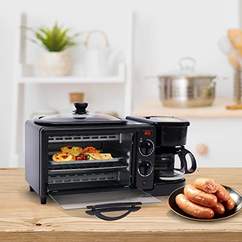 3-in-1 Mini Oven Early Cooking Machine Pizza Oven Coffee Machine Toast Oven Small Oven Camping Oven with Hobs Grilling Toaster Early Piece for Home Use Coffee Machine Mini Oven