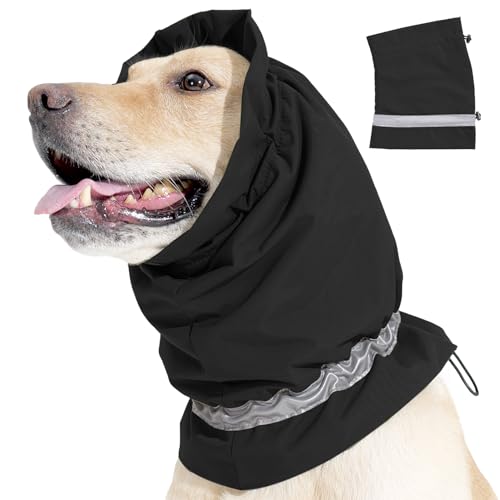 Protectores de orejas para perro, protección contra el ruido, capucha relajante, tira reflectante, cómoda, impermeable, gorro de invierno para perro, calentador de cuello y orejas, fundas para orejas