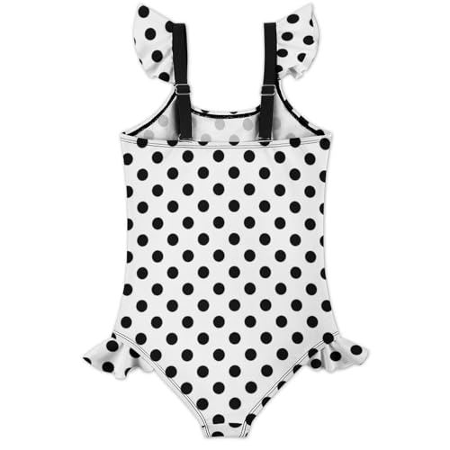 Image of Girls One Piece Swimsuit Polka Dots Ruffles Swimwear Bathing Suits 3-12 Years