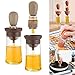 180ML Portable Glass Olive Oil Bottle With Brush 2 In 1,Silicone Dropper Measuring Oil Dispenser Bottle,Oil Storage Basting Container,Wide Mouth Distributor Oil Carafe Decanter,Oil Brush Pot (Coffee)