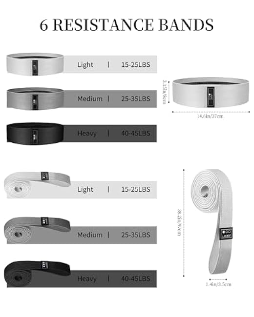 6 Pcs Fabric Booty Bands & Long Resistance Bands for Workout Butt and Legs Pull Up Exercise Elastic Stretch Bands Home Gym Fitness Equipment