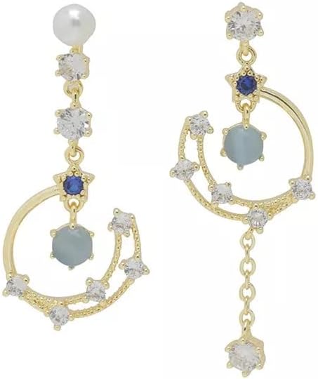 Aretes de gota de piedra de luna y perla para mujer, color dorado, con forma de gota brillante, con aspecto afilado, elegante, regalo de San