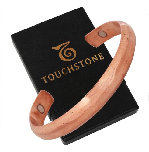 Image of Touchstone Copper bracelet Tibetan style. Hand forged with solid and high gauge pure copper. Elegant minimalistic design.