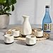 True Fervor Ceramic Sake Set Includes Four 3.5 oz Small Cups & One 8 oz Carafe for Gin, Japanese Tea, Herbal Teas, Drinkware, Home Bar, 5-Piece, White