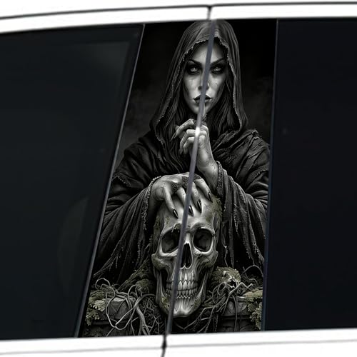 Image of Halloween Cars Body Horror Sticker, Classic Horror Movie Characters Peeking Decal Michae Waterproof Scary Vinyl Stickers for Bumper Car Decals 11in*18.89in (Shh Beauty)