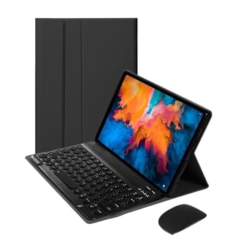 Teclado Krycap retroiluminado con funda redonda de cuero para Xiaomi Pad 7Pro y ratón inalámbrico 3