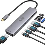 USB C Hub HDMI Adaptateur pour MacBook Pro/Air, 7 en 1 USB C Dongler avec HDMI, SD/TF Lecteur de cartes, USBC Port de données,100W PD, et 2 USB 3.0 Compatible pour MacBook Pro/Air, Dell XPS, Lenovo Thinkpad