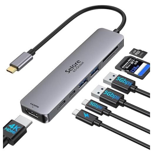 Adaptateur USB C, Hub USB C HDMI 4K, Ports USB 3.0, Lecture de Carte SD/TF, Hub Multiport 6-en-1 pour MacBook Pro M1 2021 MacBook Air 2020 Huawei Matebook ChromeBook Pixel iPad Pro Tablette Type C