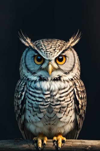 Peinture Diamant Grand Format Hibou 100x180 cm avec Strass Carrés Haute Précision