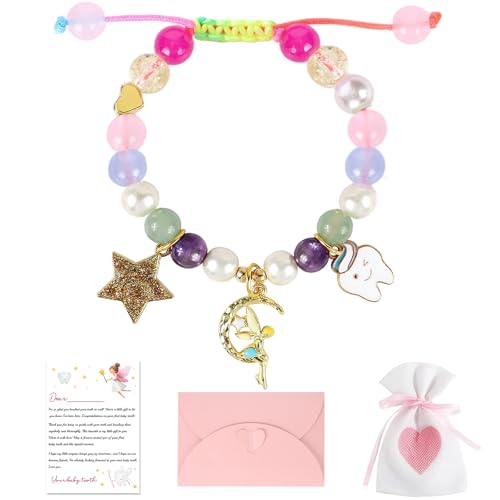 NoctisNest Lost Tooth Bracelet Gifts for Women - Fairy Natural Stone Bracelet with A Message for Her, First Lost Tooth Gift