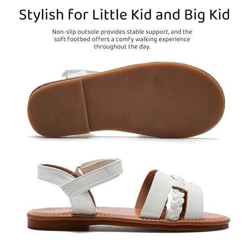 Image of Charmivy Girls Sandals Braided Upper Flat Dress Sandals Round Open Toe Summer Shoes Little Kid /Big Kid