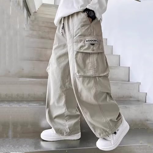 Boys Cargo Pants for Kids Relaxed Fit Wide Leg Utility Trousers with Elastic Waist Perfect for Everyday and3