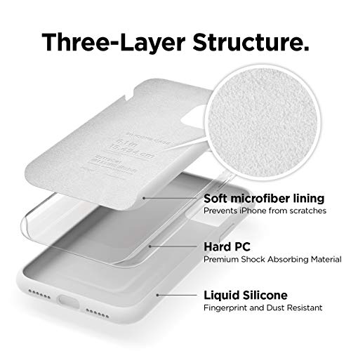 Image of elago Compatible with iPhone 11 Case, Liquid Silicone Case, Full Body Protective Cover, Shockproof, Slim Phone Case, Anti-Scratch Soft Microfiber Lining, 6.1 inch (White)