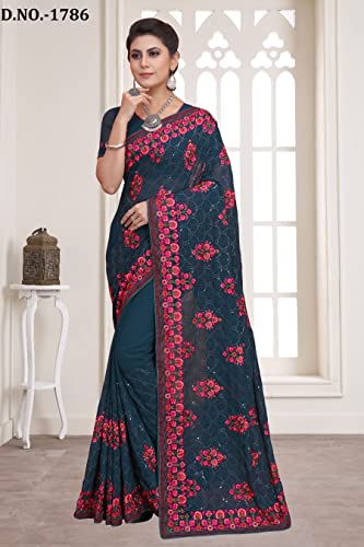 Georgette indienne traditionnelle haut de gamme pour mariage d'exception multicolore
