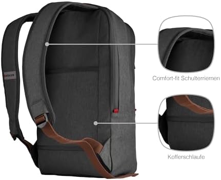 Wenger CityUpgrade Laptop Backpack with Satchel, Fits up to 16 Laptop, up to 12 Tablet, 15 l, Unisex, Ideal for Business Uni School Travel, Alloy (Grey)