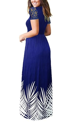 Image of AUSELILY Maxi Dresses for Women 2026 Lace Short Sleeve V Neck Wrap Long Dress with Pockets