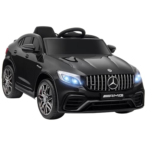 HOMCOM Coche Eléctrico para Niño +3 Años con Mando a Distancia con Música y Luces Doble Apertura de Puerta Batería 12V Carga 30kg 115x70x55cm Ngero
