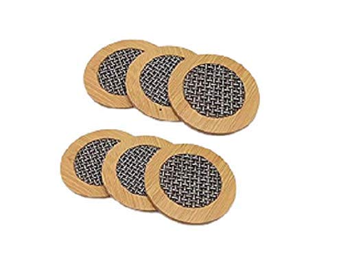 3VS™ Bamboo Wooden Coasters for Home Pan Pot Holder for Dining Table Heat Pad for Kitchen – Pack of 6 (Round)