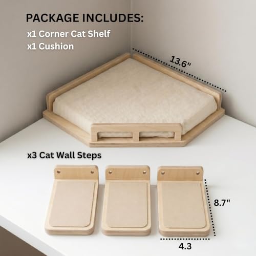 INICIO Cat Wall Shelves and Steps, 4-Piece Wooden Cat Wall Furniture Set by INICIO - Used condition - Image 2