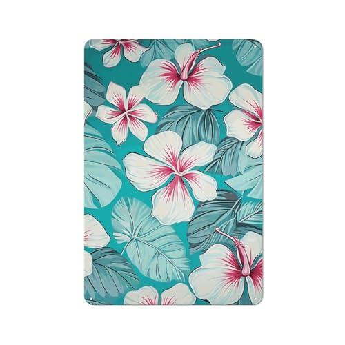 Peintures à suspendre en métal fleurs d'hibiscus pour déco murale tropicale