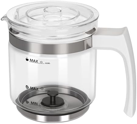 Milk Frother Kettle, 16.9 OZ Separable Coffee Frother Carafe Glass Kettle Easy to Clean and Pour, Dishwasher Safe, Detachable Milk Frother Accessories